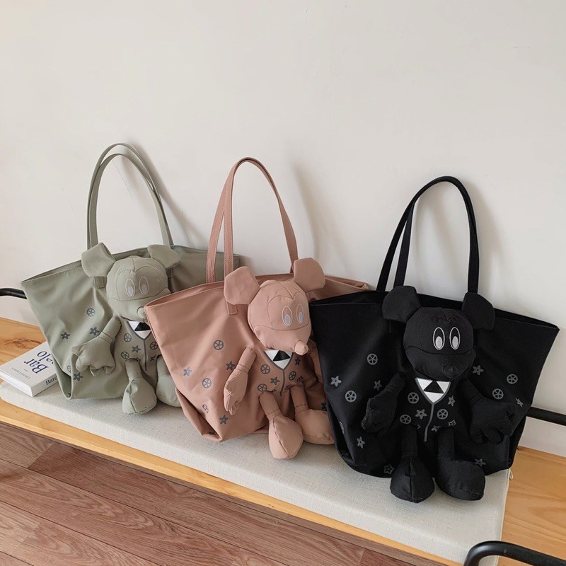 Túi xách vải búp bê chuột Mickey đeo vai cỡ lớn