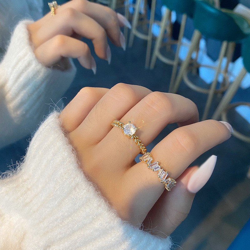 Nhẫn bạc nữ mạ vàng TOBI STORE đính đá cỡ lớn sang chảnh N77