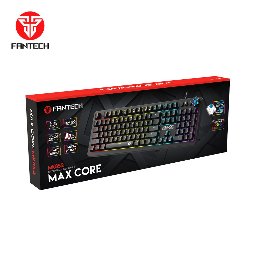 Bàn phím cơ gaming FANTECH MK852 MAXCORE, Màu đen, trắng, hồng Switch Blue, Brown