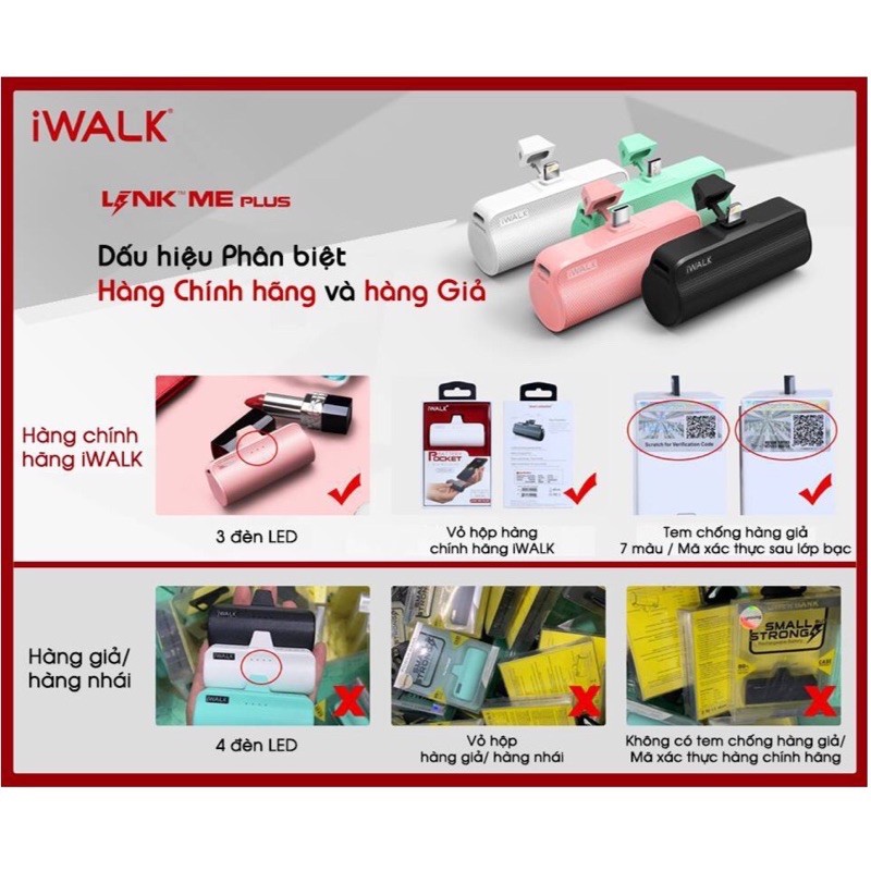 Sạc dự phòng mini Iphone/ Samsung Type C chính hãng iWalk của Hàn Quốc. Chính hãng