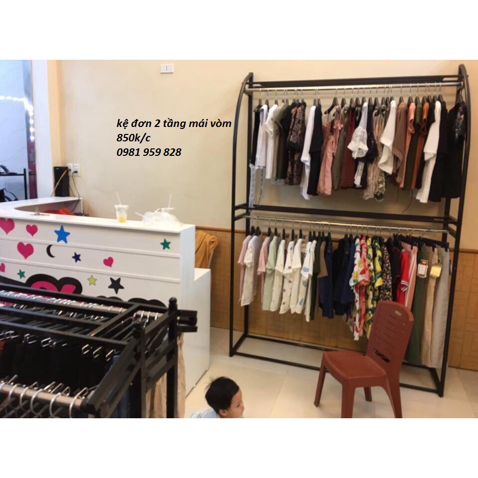 Kệ treo shop, sào treo quần áo, kệ treo quần áo cánh buồm 2 tầng