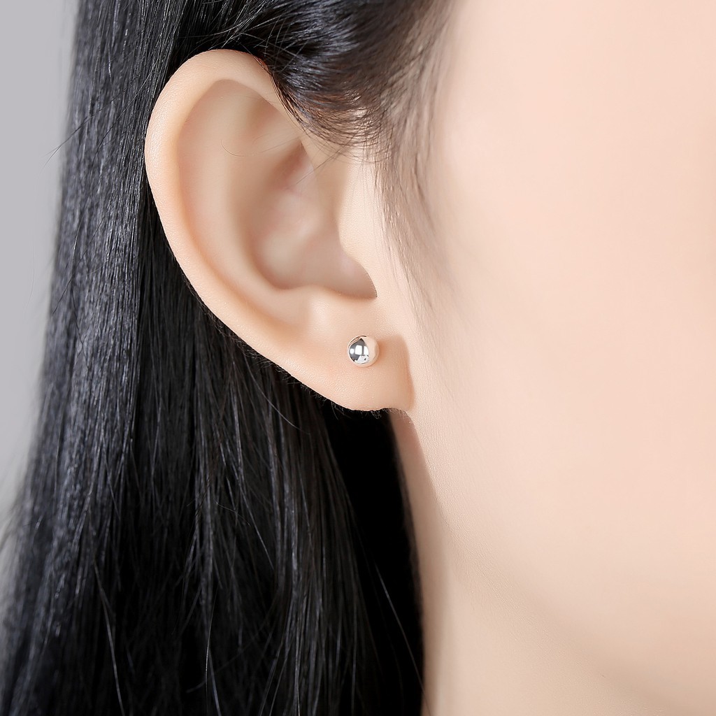 Khuyên Tai Bạc Blue Peach Chấm Tròn Size 4mm KT420