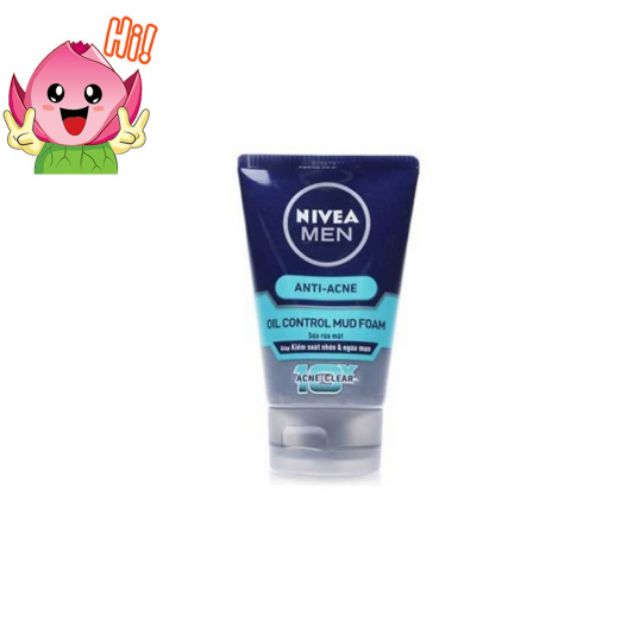 Sữa rửa mặt giảm nhờn ngừa mụn Nivea Men Anti-Acne Oil Control Mud Foam 100g