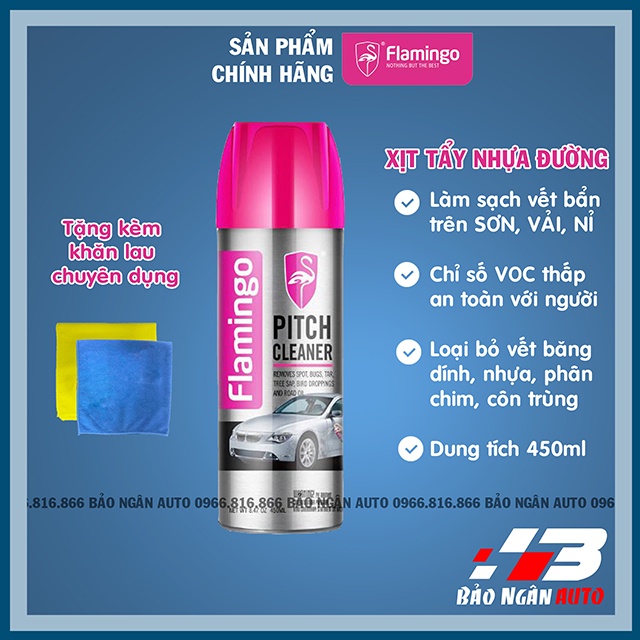Bình Xịt Tẩy Keo Dính, Nhựa Đường, Côn Trùng, Băng Dính, Phân Chim Flamingo Pitch Cleaner F012 450ml