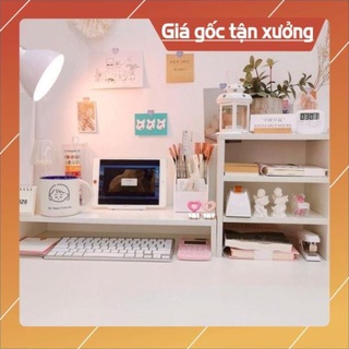 G kệ sách để bàn 3 tầng , kệ gỗ bàn làm việc 3 tầng gỗ mdf 25x20x28cm trắng vv
