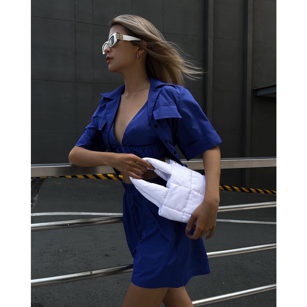 Áo sơ mi croptop, là min - NYLON CROPPED SHIRT - COBAN