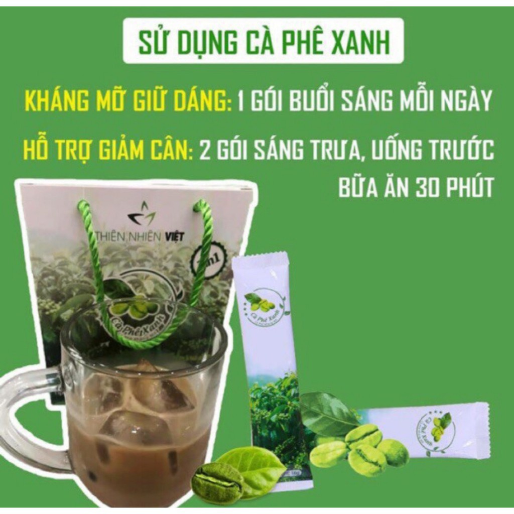 Combo 10 hộp cà phê xanh Thiên nhiên việt ( 10 gói/ hộp)