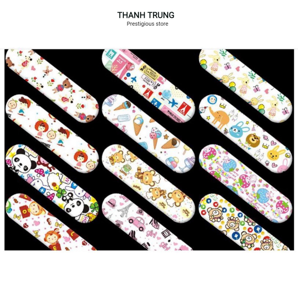 Hộp 100 urgo cá nhân sticker hoạt hình dễ thương,Băng dán y tế, miếng dán vết thương, băng gâu cute trẻ em