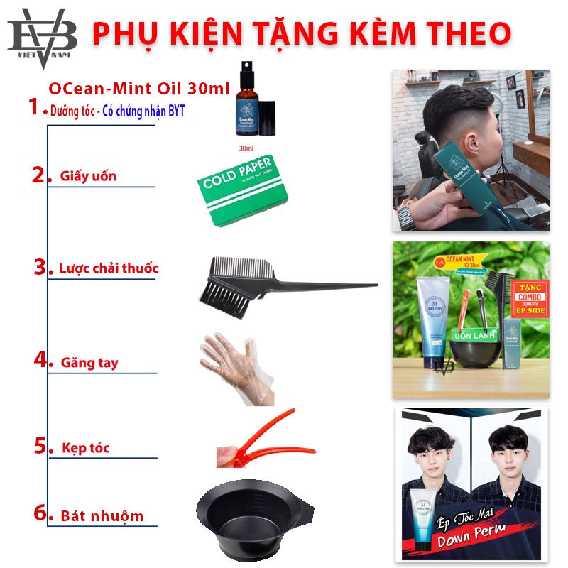 KEM Ép side tóc chuyên nghiệp cho Nam BRITISH M Men's Style Down Perm 200g + Tặng Pre Styling 30ml + Bộ quà tặng VIP