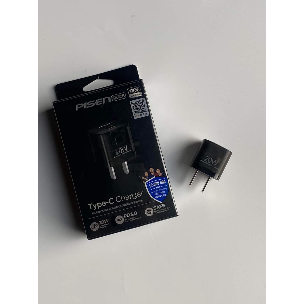 Củ Sạc Nhanh Pisen Quick Teeny 20W PD - Hàng Chính Hãng