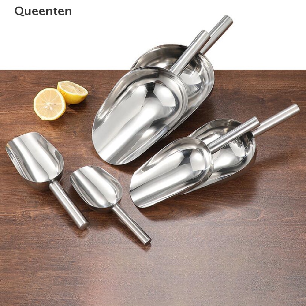 Queenten Stainless Steel Sweet Candy Ice Scraper Buffet Bar Food Measuring Scoop Shovel QT