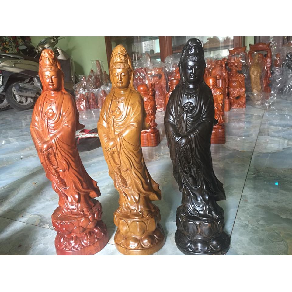 Phật bà quan âm đứng gỗ hương