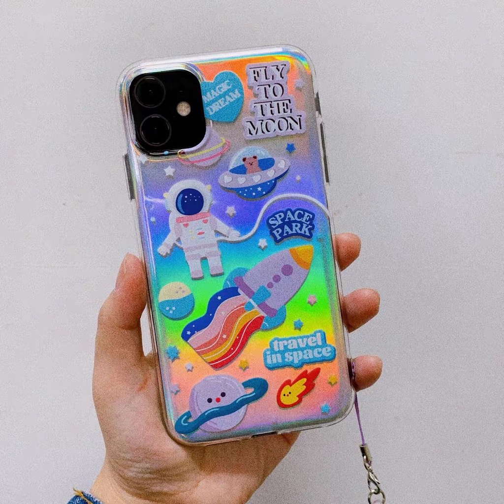 Ốp điện thoại nhựa mềm in hình phi hành gia thích hợp cho Iphone 6s 7plus8x 11pro