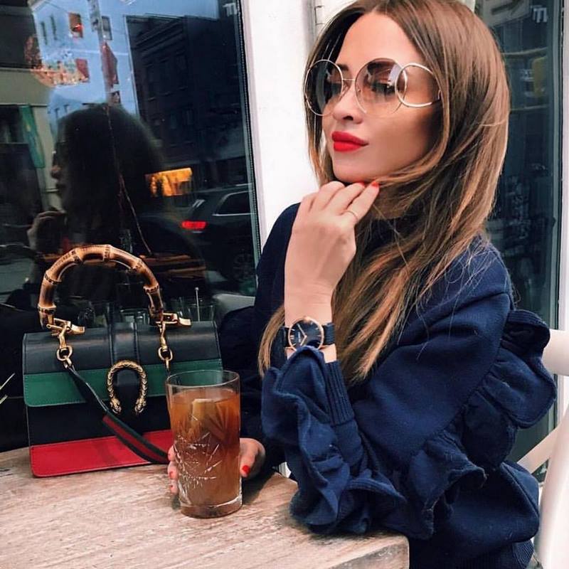 Kính Mát Chloe CE124S 750 60 mắt tròn nâu trà gọng oval