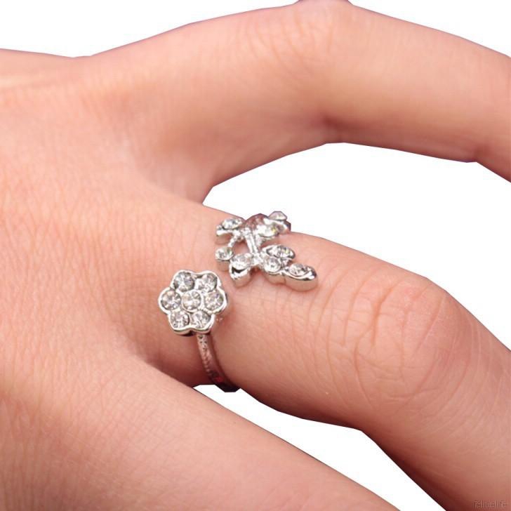 Charms Olive Tree Branch Leaves Open Ring Adjustable Knuckle Finger Jewelry Xmas