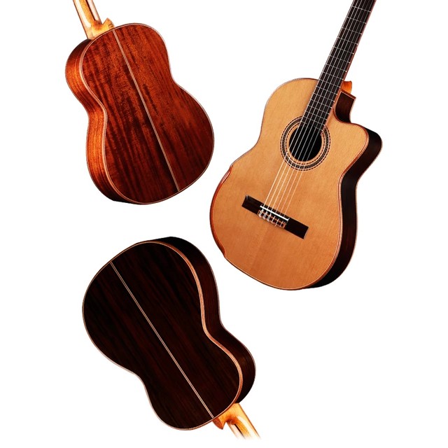 Đàn Guitar acoustic biểu diễn âm vang trầm ấm ngân lâu không cong cần TE-12015 Tặng ty chỉnh