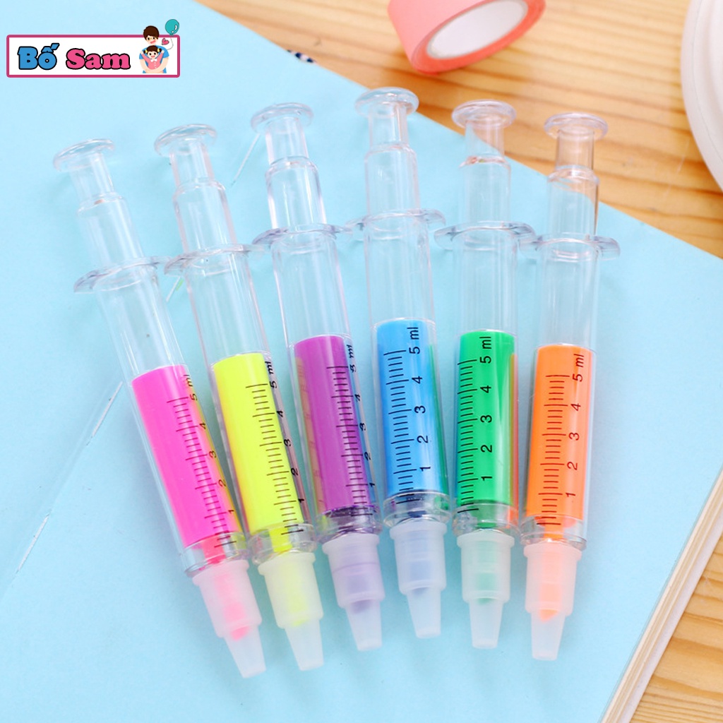 Bút nhớ dòng hình ống tiêm cute đánh dấu nhiều màu ghi chú Shop Bố Sam