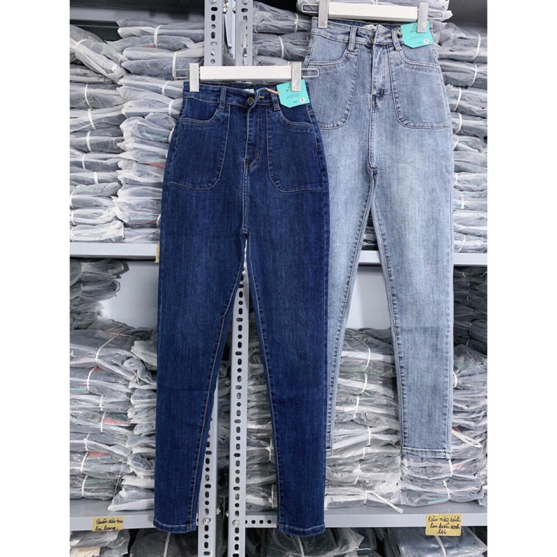 Quần Jeans Túi Hộp BigSize Lưng Cao Co Giãn Mạnh - Quần Bò Cạp Cao