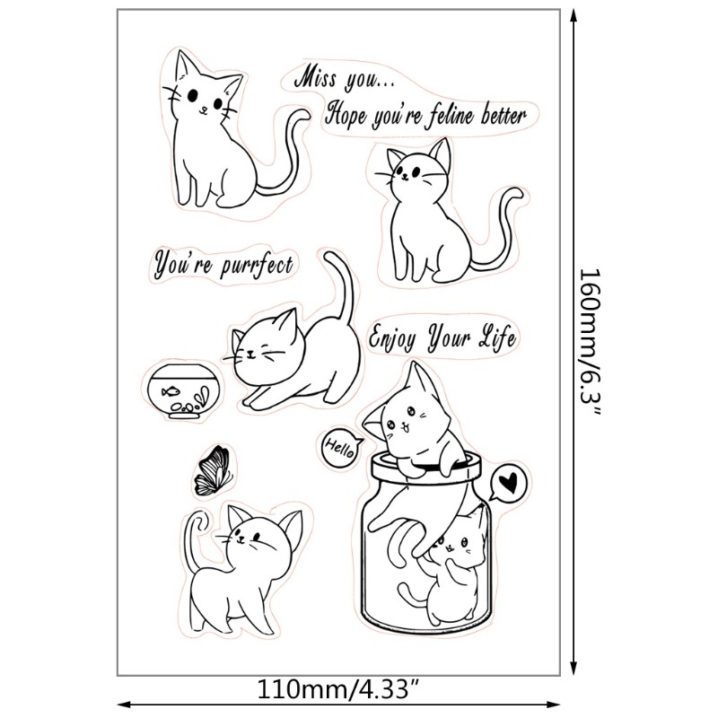 Con Dấu Silicon Trong Suốt Họa Tiết Mèo Đáng Yêu Dùng Để Trang Trí Thiệp