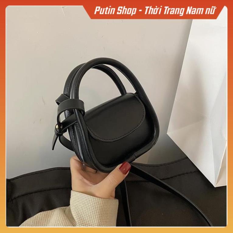 Túi đeo vai mini màu trơn phong cách Hàn Quốc, Túi xách đeo chéo màu đen kem trắng vàng xanh cầm tay baby hot