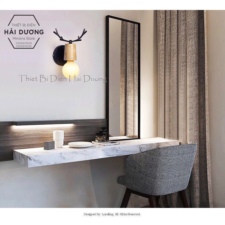 Đèn trang trí gắn tường hình đầu hươu TN101 (kèm bóng led G40 3 chế độ sáng Trắng Vàng Trung Tính) - EnergyGreenLighting