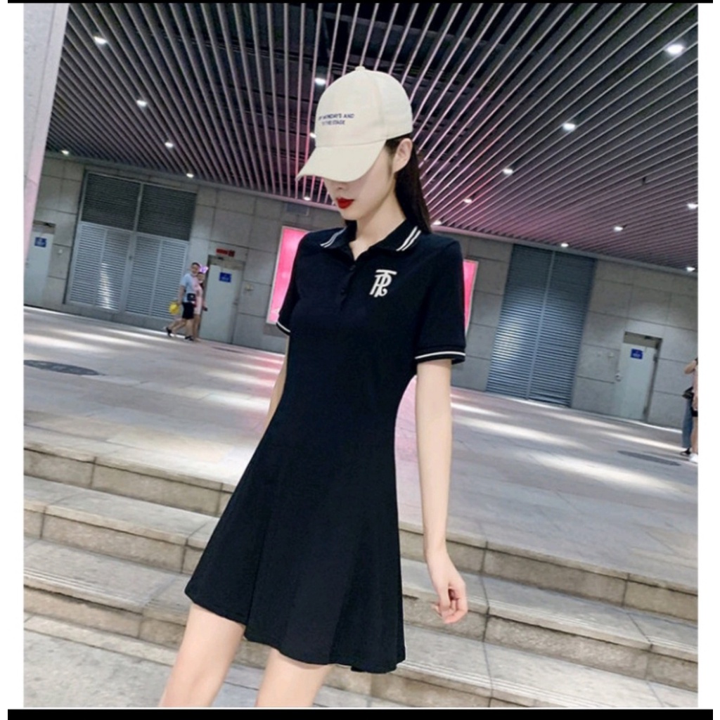 Váy POLO Dáng Xòe, Thêu Chữ RT trước Ngực. Cổ Bẻ, Tay Aó Phối Viền Trẻ Trung. | BigBuy360 - bigbuy360.vn