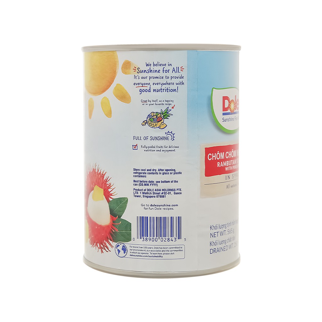 Chôm chôm nhân dứa ngâm đường Dole lon 565g