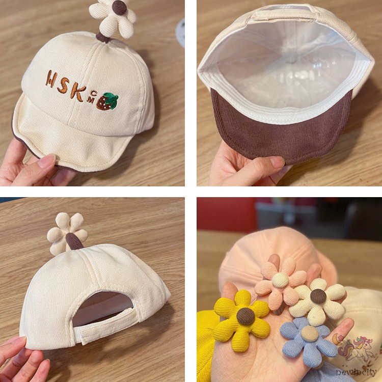 Mũ Lưỡi Trai Thêu Chữ Cho Bé Gắn Hoa