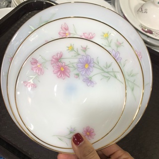 Đĩa Mỹ/ Đĩa men ngọc tròn , vuông USA home set hoa hồng - giá 1 sản phẩm