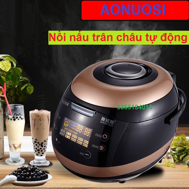Nồi nấu trân châu tự động 5L ( Tặng kèm gang tay chống nóng và vợt múc trân châu) Hàng chính hãng AONUOSI