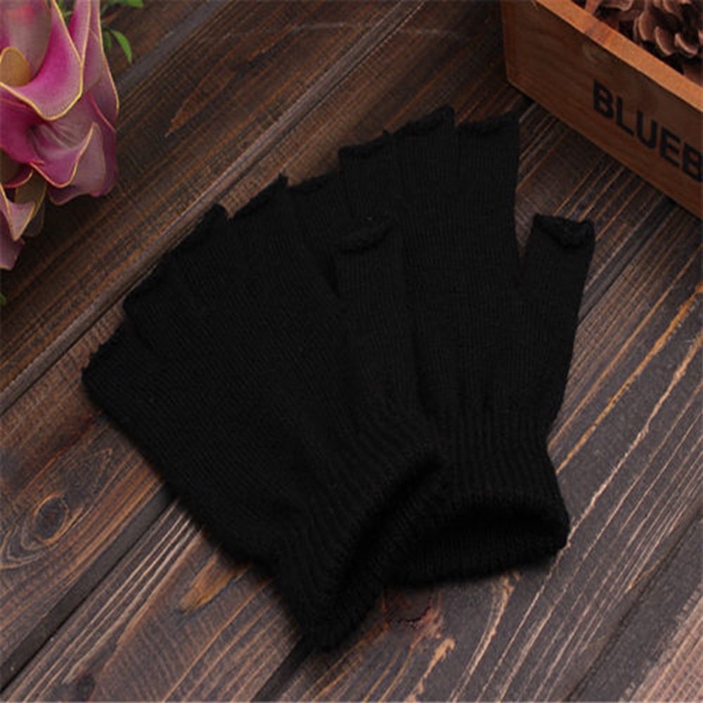 Đôi găng tay dệt kim hở ngón co giãn giữ ấm thời trang mùa đông cho nam và nữ