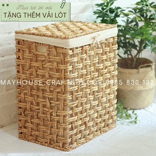 Sọt Lục Bình Có Nắp Đựng Quần Áo Đan Đôi Size To Mayhouse