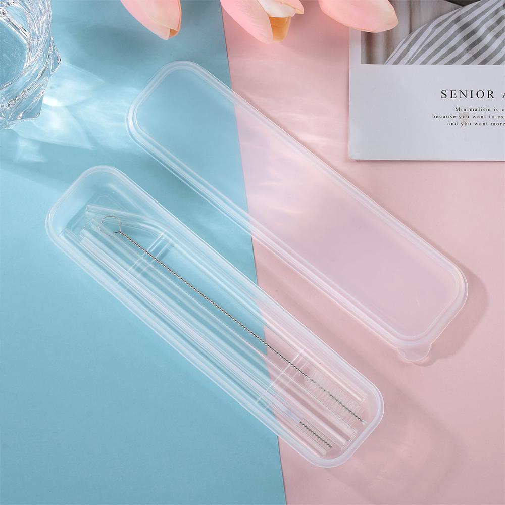 SUYO 1 Bộ Ống Hút Thủy Tinh Bằng Nhựa Trong Suốt