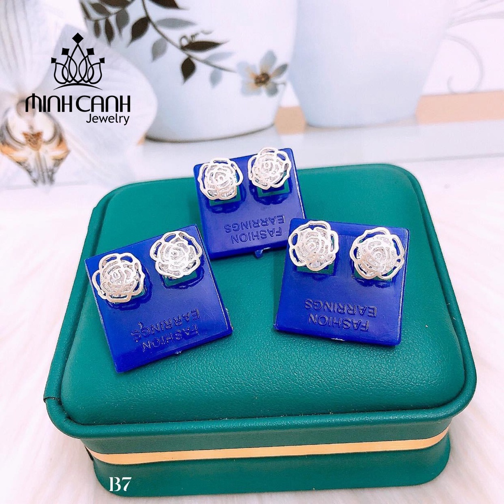 Bông Tai Bạc Hoa Hồng Đính Đá - Minh Canh Jewelry