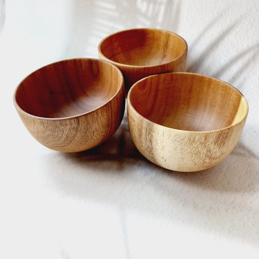 Tô, Bát Gỗ Keo Nhỏ 9x6cm Ăn Cơm, Súp, Đựng Nước Chấm, Bát Gỗ Nguyên Khối Tự Nhiên Của Vitrapro, Decor Chụp Ảnh