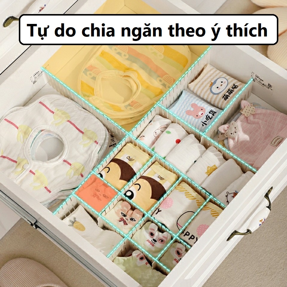 Combo 4 thanh chia ngăn tủ quần áo, thanh chia ngăn kéo bàn gọn gàng, tiện lợi