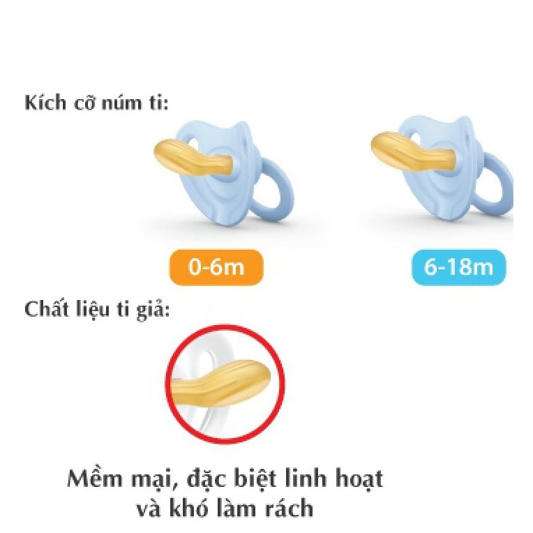 BỘ 2 TY GIẢ NUK CAO SU SIÊU MỀM CHỈNH NHA 0-6M