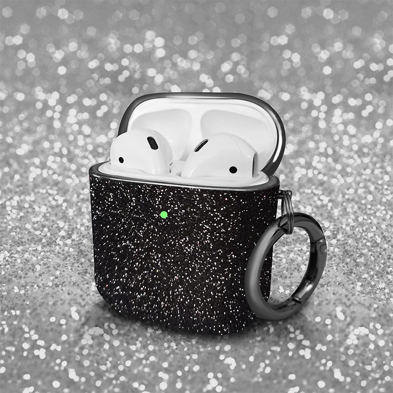 Vỏ Bảo Vệ Hộp Sạc Tai Nghe Airpods 1 2 3 Pro Đính Kim Cương Lấp Lánh Sang Trọng Kèm Móc Khóa