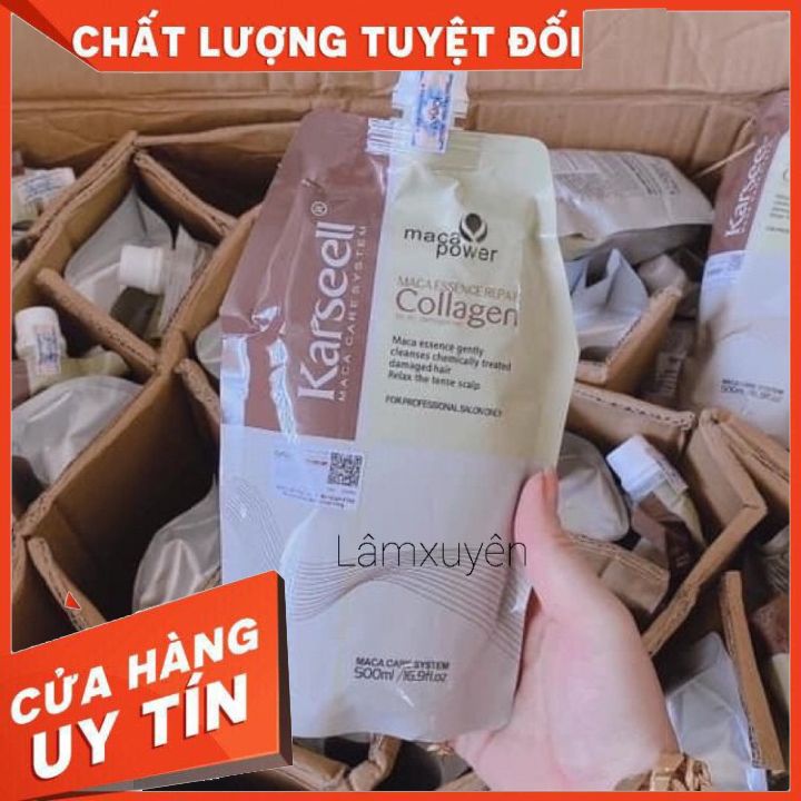 Hấp dầu kem ủ Karseell túi 500ml collagen giá rẻ phục hồi giữ màu tóc hư tổn siêu mềm mượt