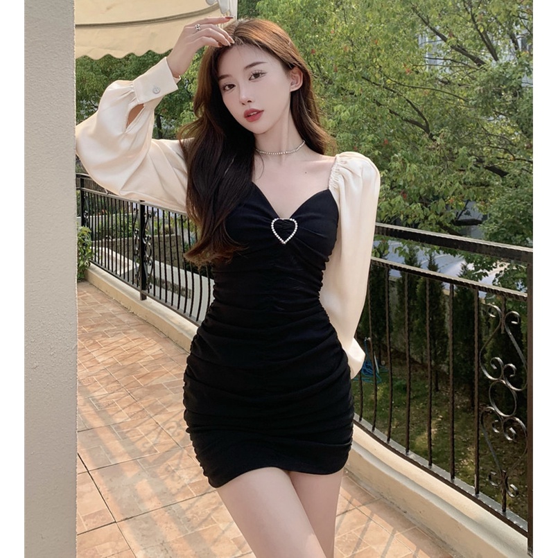 Đầm mini dáng ôm phong cách retro mùa đông thanh lịch nữ tính