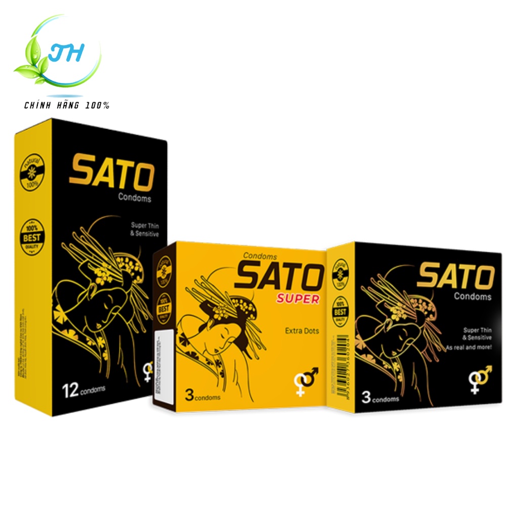 Bao cao su SATO- 100% Cao su tự nhiên siêu mỏng 0,049mm (Hộp 12 bao)