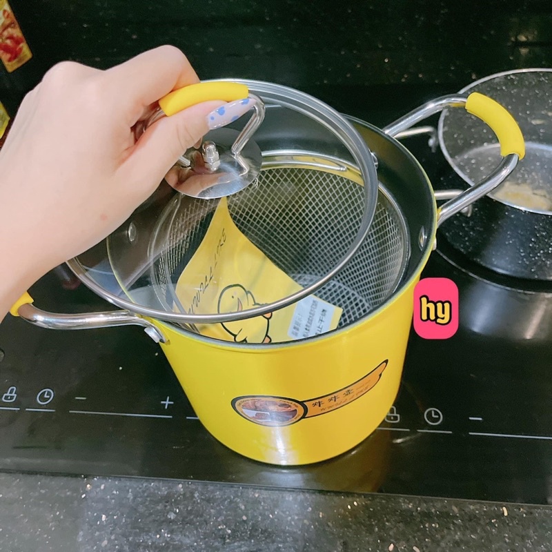 Nồi chiên ngập dầu chống dính, nồi chiên chính hãng, có nắp đậy ngăn dầu bắn ra ngoài