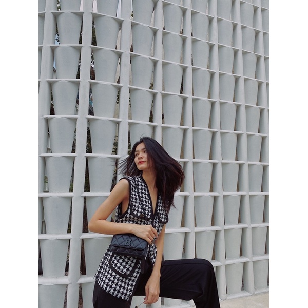 MADAMN- Áo Gile Giả Tweed Kèm Dây Nịt.