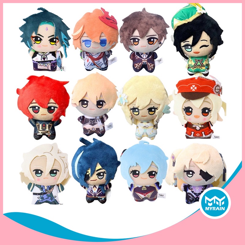 Móc Khóa Búp Bê Nhồi Bông Mini 10CM Genshin Vaglia Zhong Li Xiao Klee Albedo Ganyu Fischl
