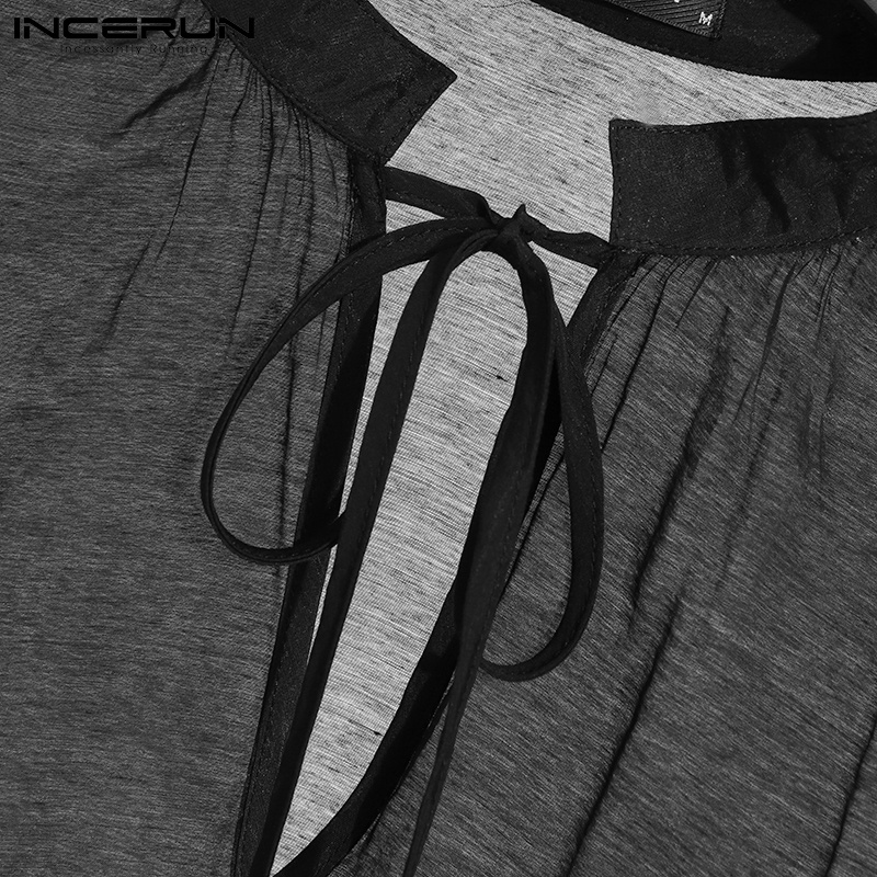 Áo sơ mi Incerun tay dài cổ V thời trang dễ phối đồ cho nam