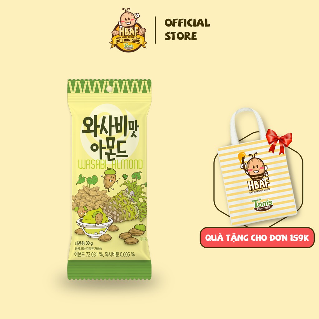 Hạnh nhân tẩm Wasabi Tom's Farm 30g Hàn Quốc | BigBuy360 - bigbuy360.vn