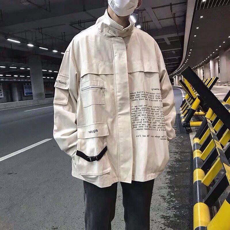 Áo Khoác Kaki Nam Túi Hộp Phối Chữ Thời Trang Hàn 2 màu | BigBuy360 - bigbuy360.vn