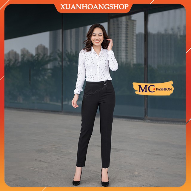 Quần Tây Nữ Lưng Cao Mc Fashion, Cạp Đẹp, Kiểu Dáng Quần Âu Nữ Công Sở, Ống Baggy, Màu Đen, Q0392