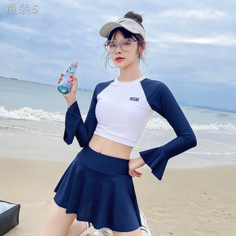 ❈■Thời trang áo tắm hợp 2021 dành cho phụ nữ váy xẻ tà mỏng boxer bảo thủ mùa xuân nóng của Hàn Quốc