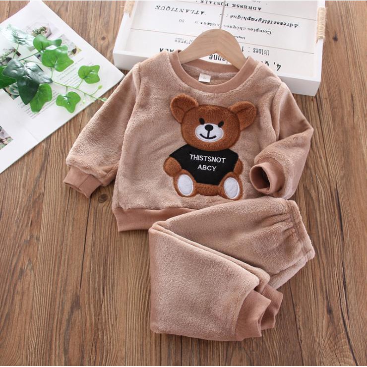 Bộ Đồ Ngủ Hai Món Bằng Vải flannel Dày Thời Trang Mùa Đông sf9230 Cho Bé